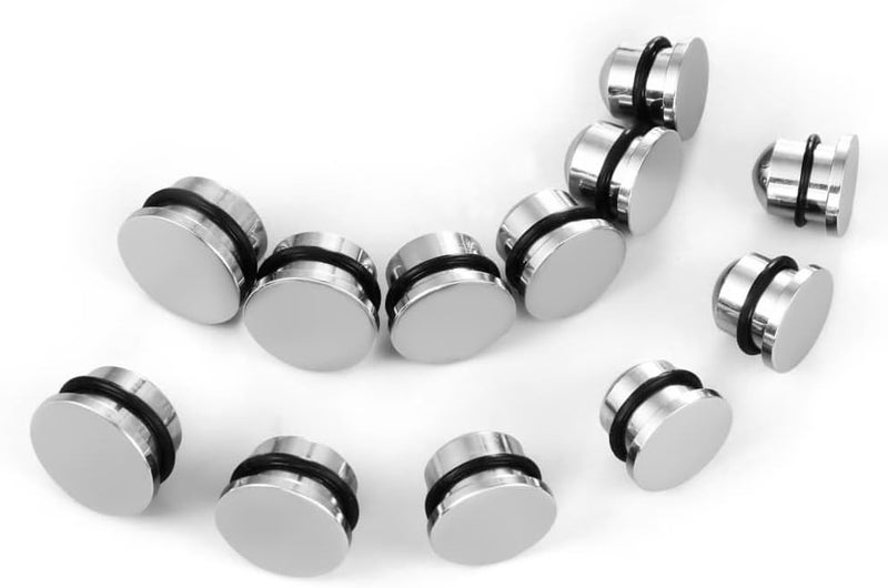 Earblity 1.6mm-24mm Full Size Stainless Steel Ear Stretching Kit with 2PCS O-Rings/Pair,Comfy Pain-free Single Flared Dead Stretching Gauges Tunnels Plugs,Black Silver Body Piercing - Image 1